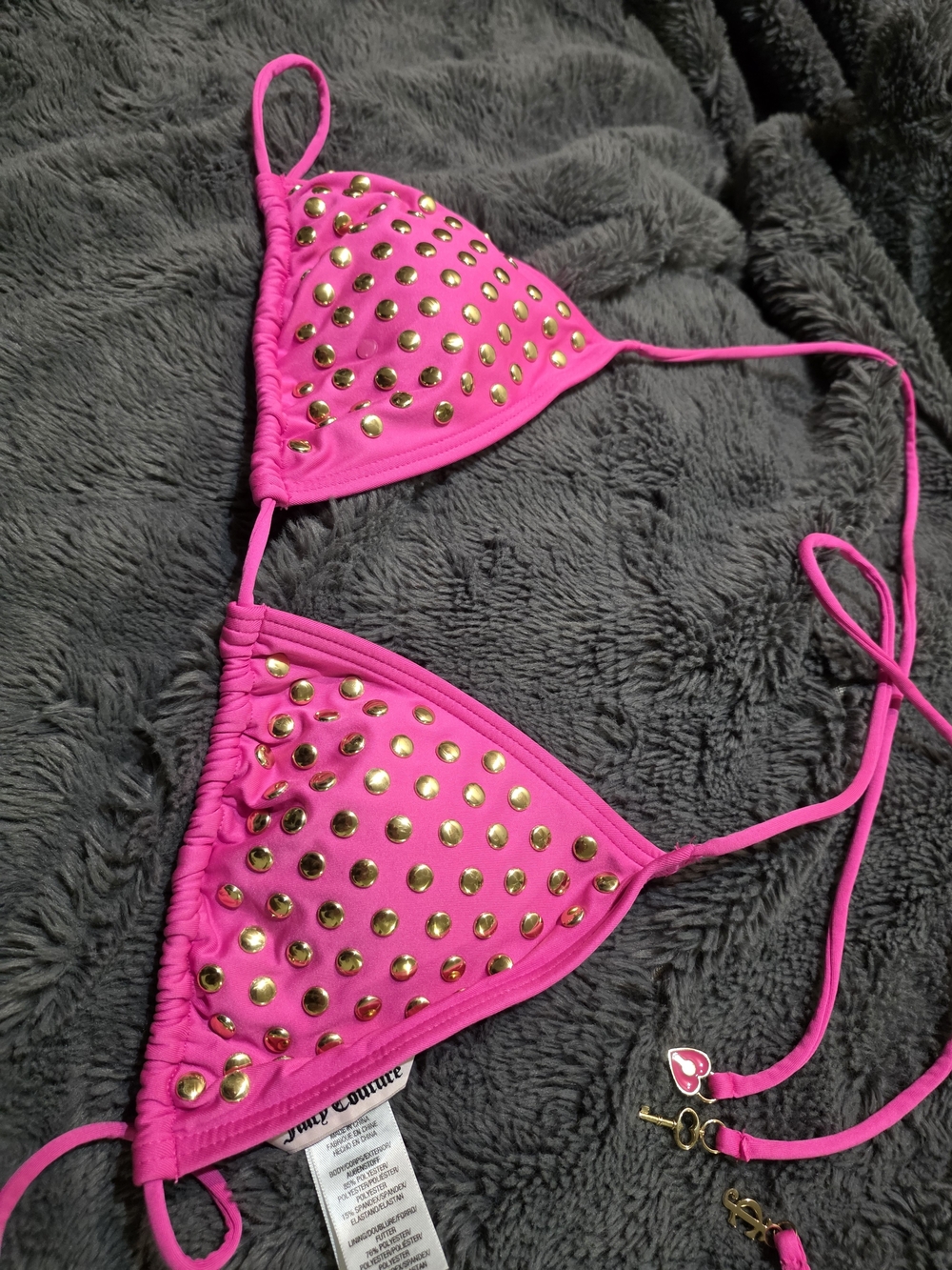 Girls' Hot Pink Studded Triangle One-Piece by